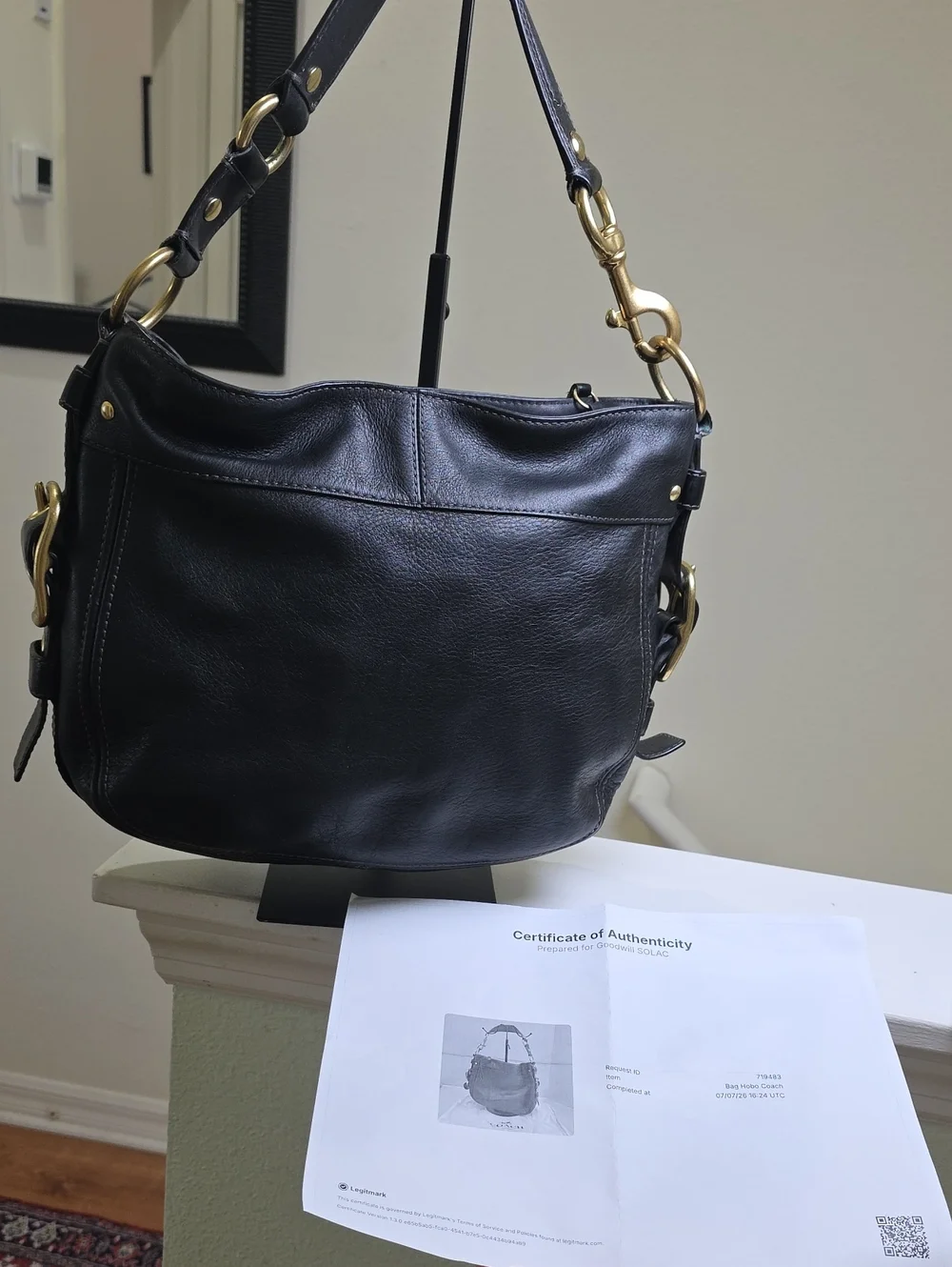 Coach 12671 Vintage 2008 Black Leather Zoe Hobo Bag w/ NEW Crossbody Strap